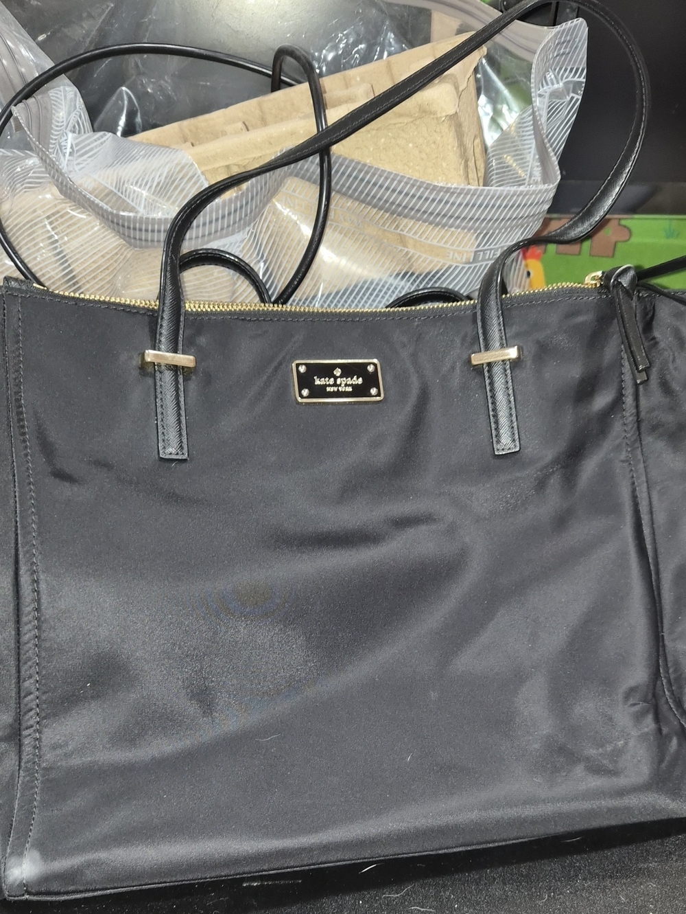 kate spade Black Nylon Tote with Gold Hardware
